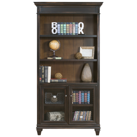 HARTFORD Hartford Library Bookcase in 2 Tone Distressed Black IMHF4078D